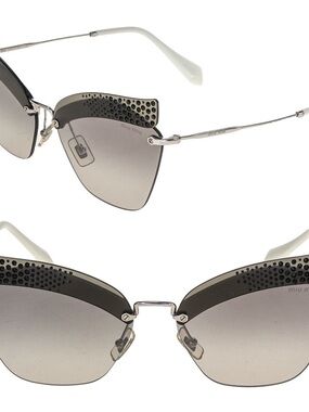 Miu Miu Silver Metal Cat-Eye Sunglasses with Gray Gradient Lenses